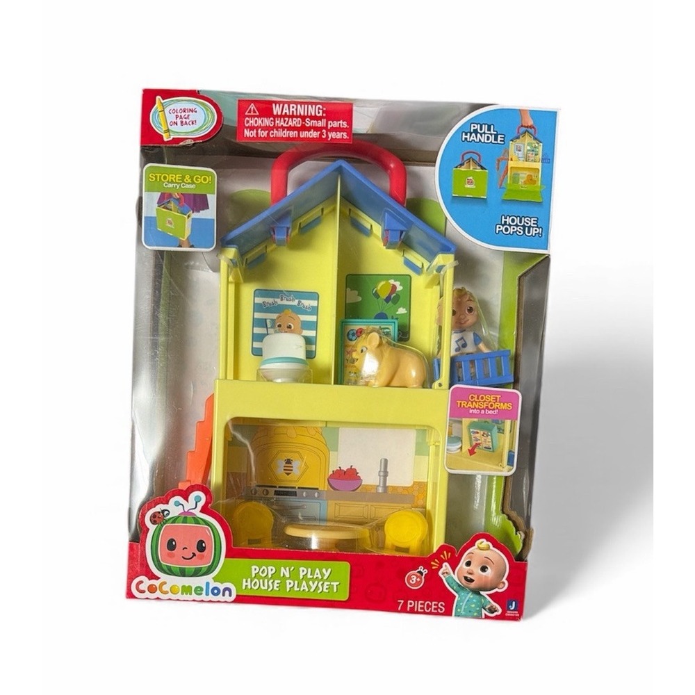 Cocomelon Pop N Play House Playset Unisex OS Multicolor 7 Piece Store & Go Case